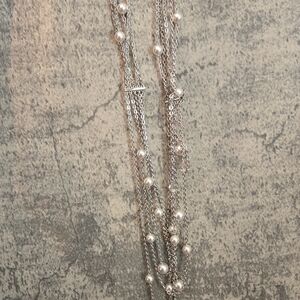 Touchstone Crystal Silver Necklace with Pearl Accents